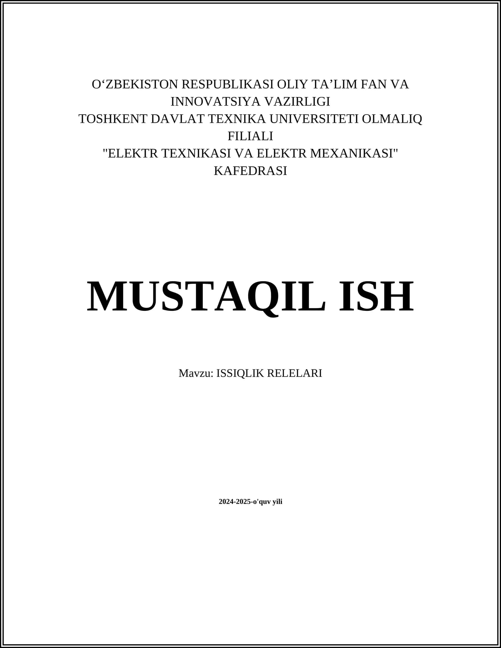 ISSIQLIK RELELARI 1
