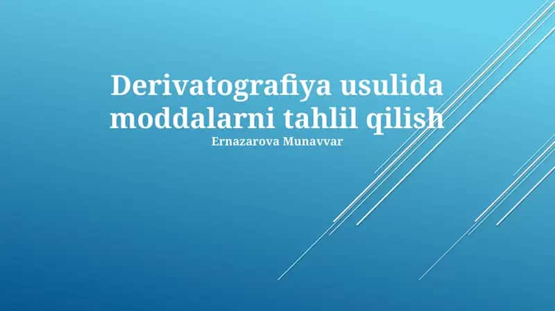 Derivatografiya usulida moddalarni tahlil qilish 1
