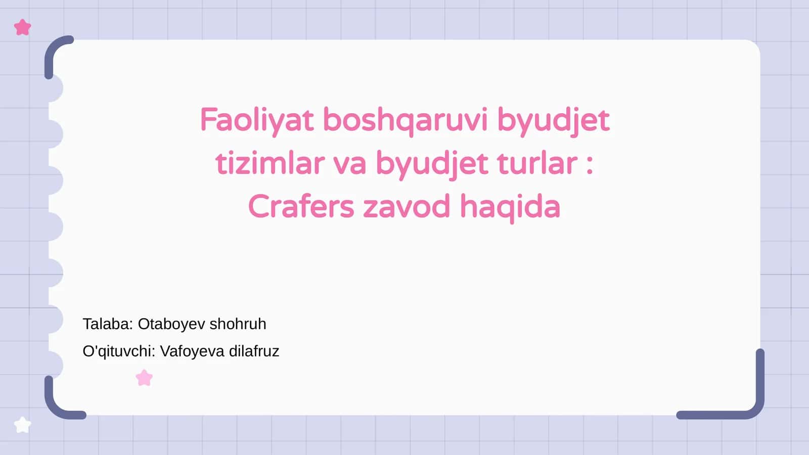 Crafers zavod haqida 1