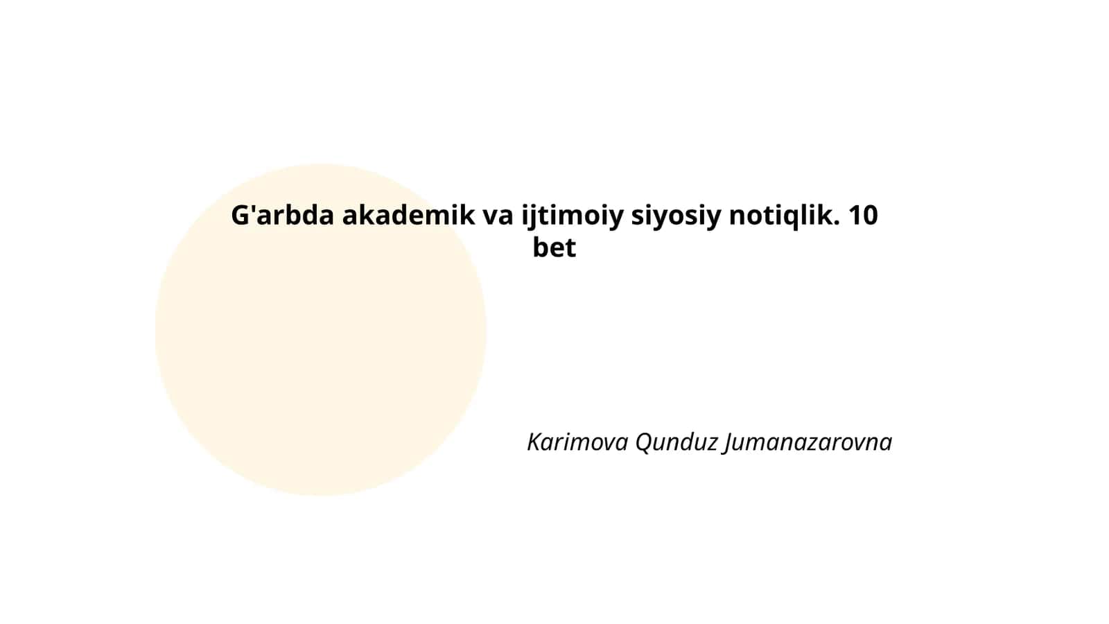 Gʻarbda akademik va ijtimoiy siyosiy notiqlik. 10 bet 1