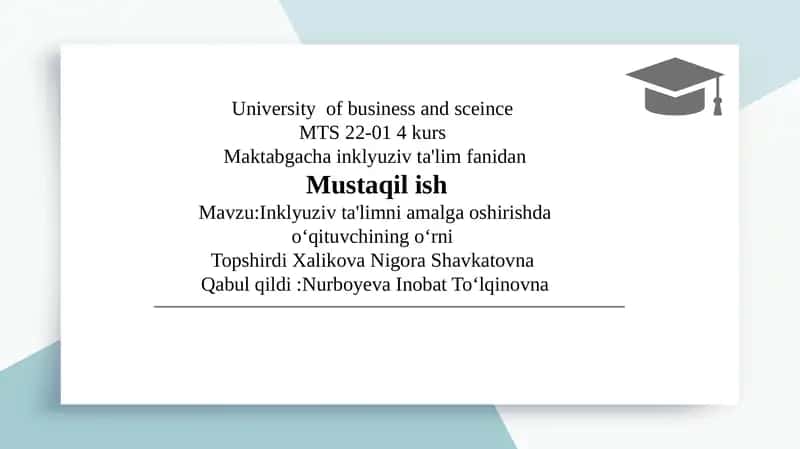 Inklyuziv ta'limni amalga oshirishda oʻqituvchining oʻrni 1