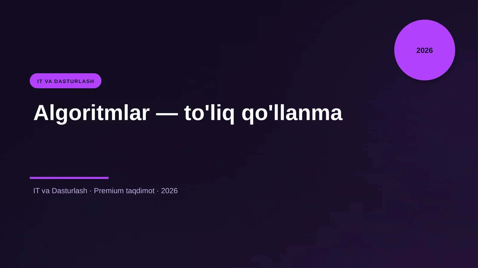 Algoritmlar — to'liq qo'llanma 1