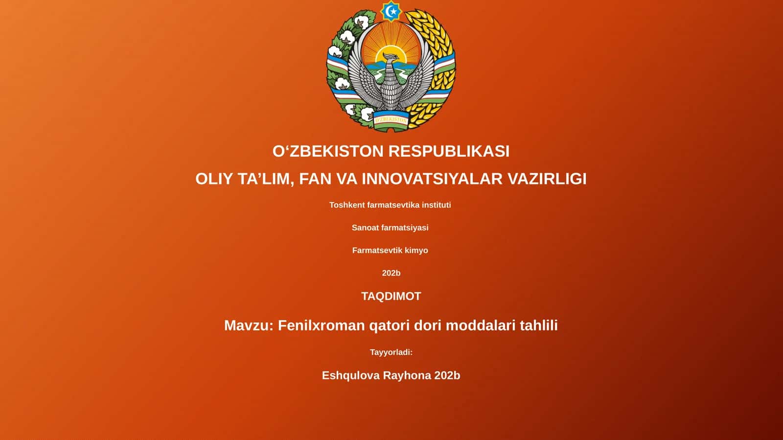 Fenilxroman qatori dori moddalari tahlili 1