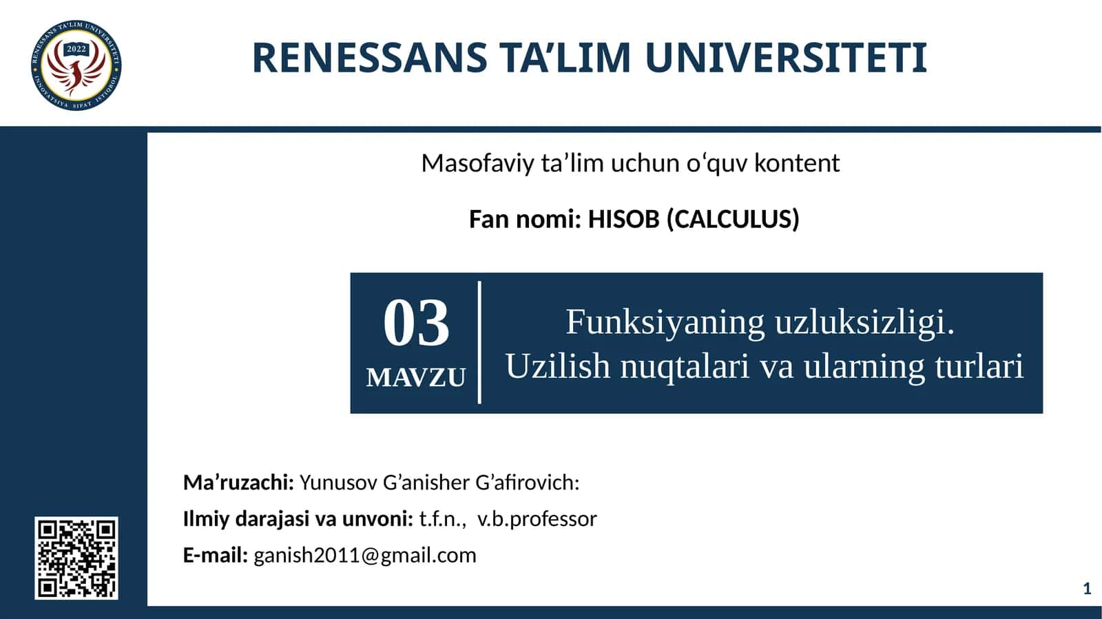 HISOB (CALCULUS) 1