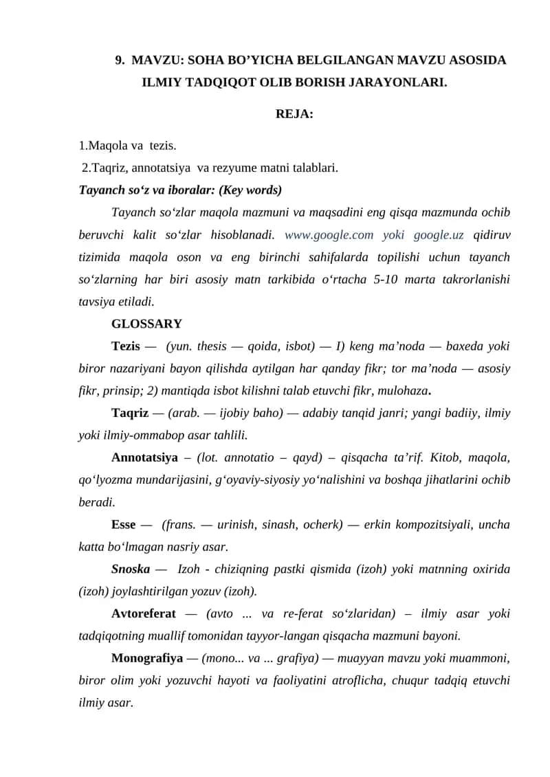 SOHA BO’YICHA BELGILANGAN 1