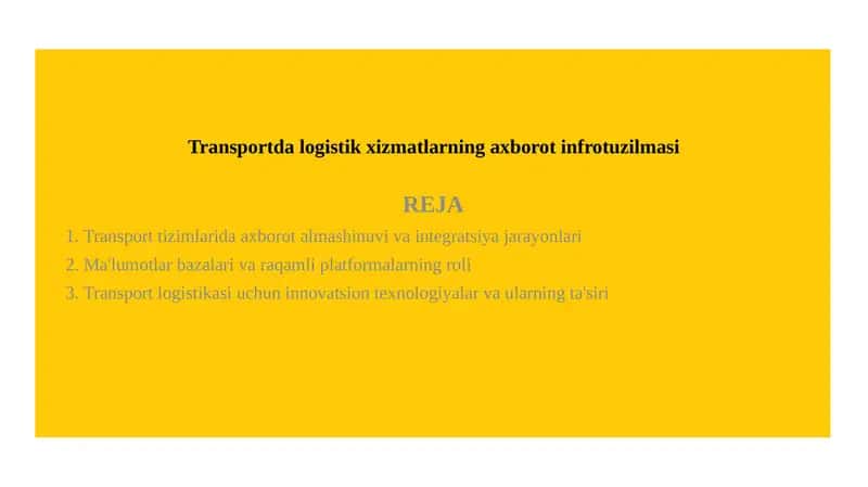 Transportda logistik xizmatlarning axborot infrotuzilmasi 1