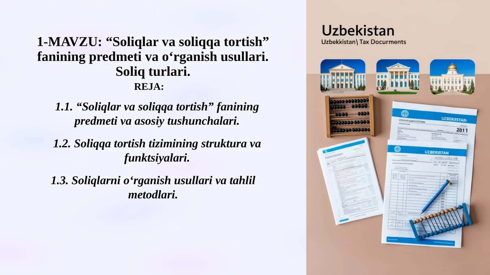 Soliqlar va soliqqa tortish fanining predmeti 1