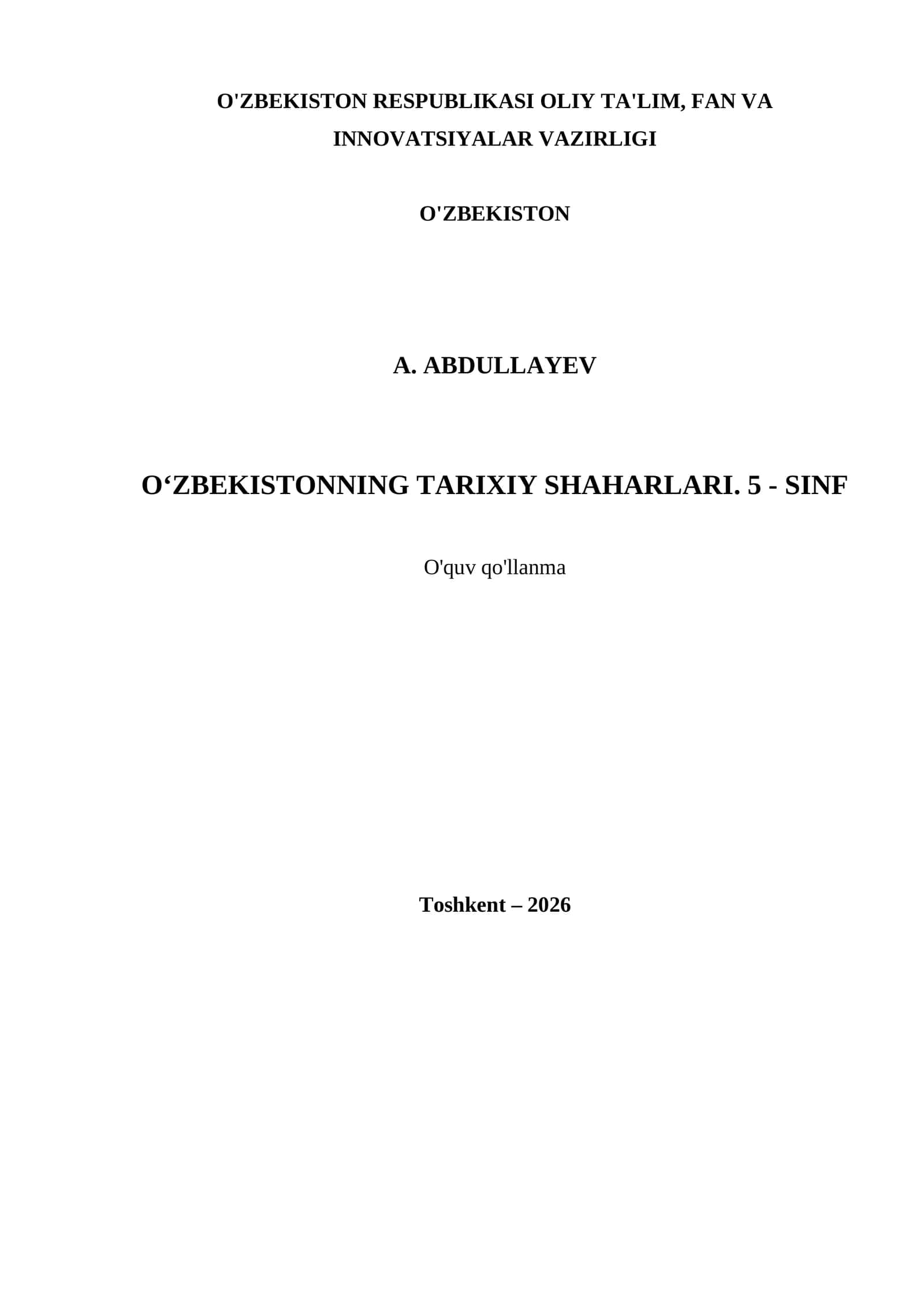 O‘ZBEKISTONNING TARIXIY SHAHARLARI. 5 - SINF 1
