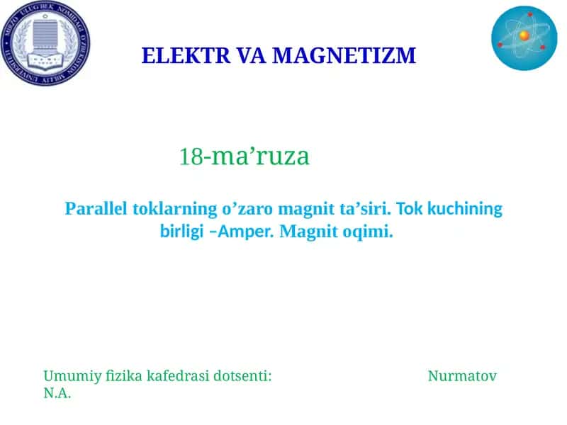 ELEKTR VA MAGNETIZM 1