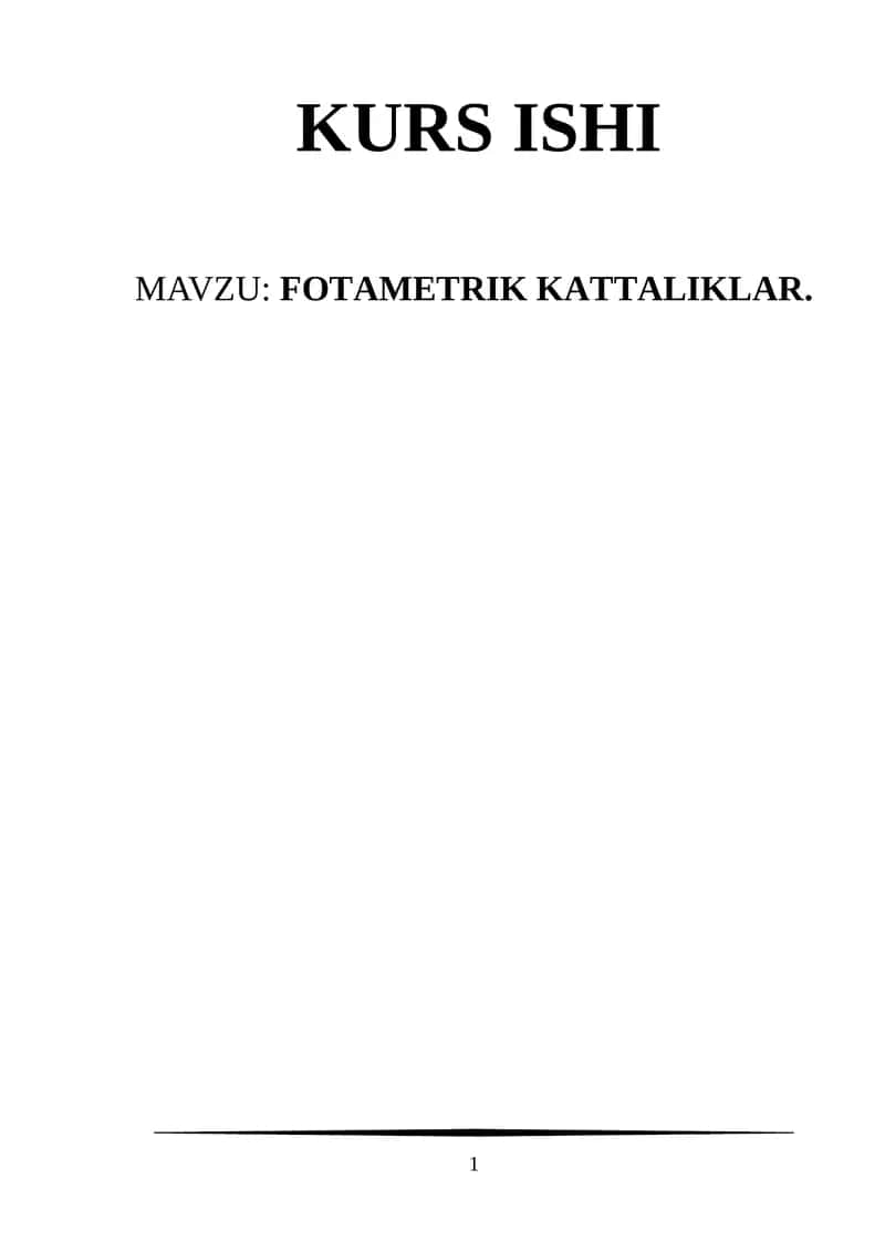 FOTOMETRIK KATTALIKLAR 1