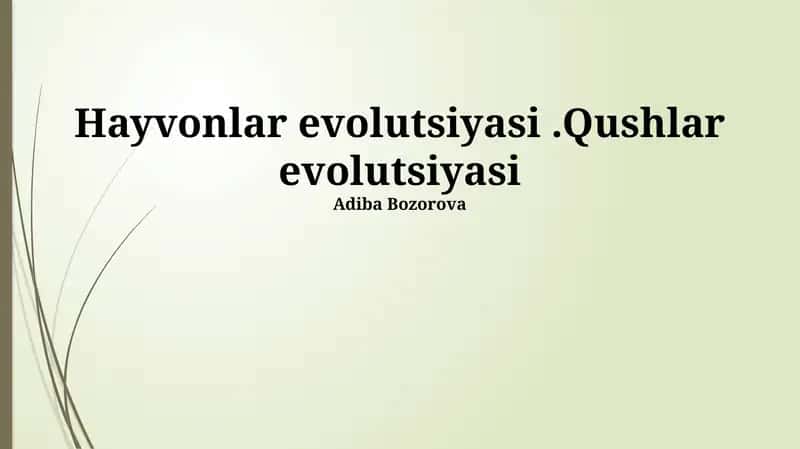 Qushlar evolutsiyasi 1
