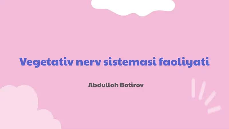 Vegetativ nerv sistemasi faoliyati 1
