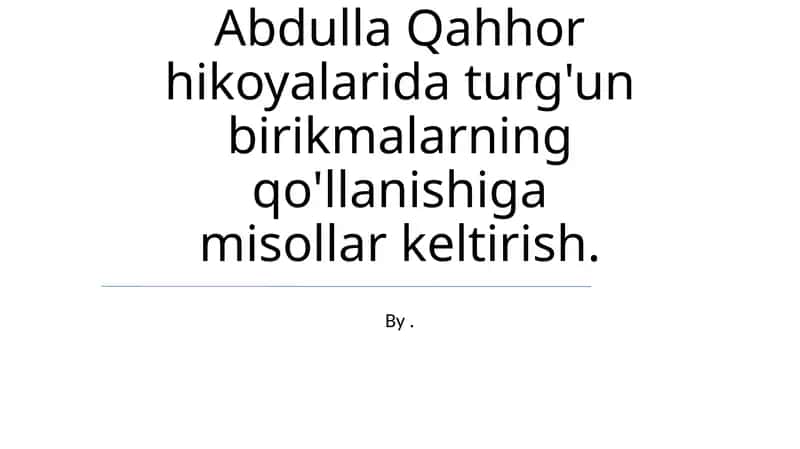 Abdulla Qahhor hikoyalari 1