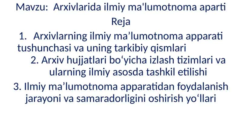 Arxivlarida ilmiy ma'lumotnoma aparti 1
