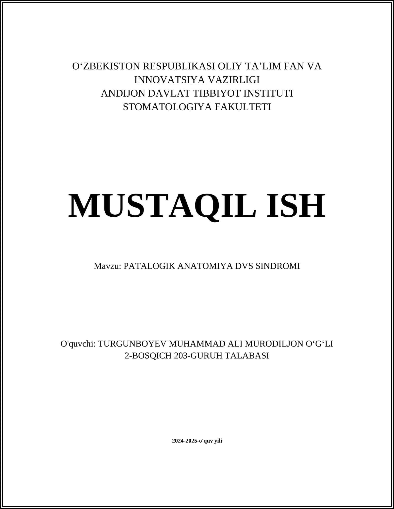 PATALOGIK ANATOMIYA DVS SINDROMI 1