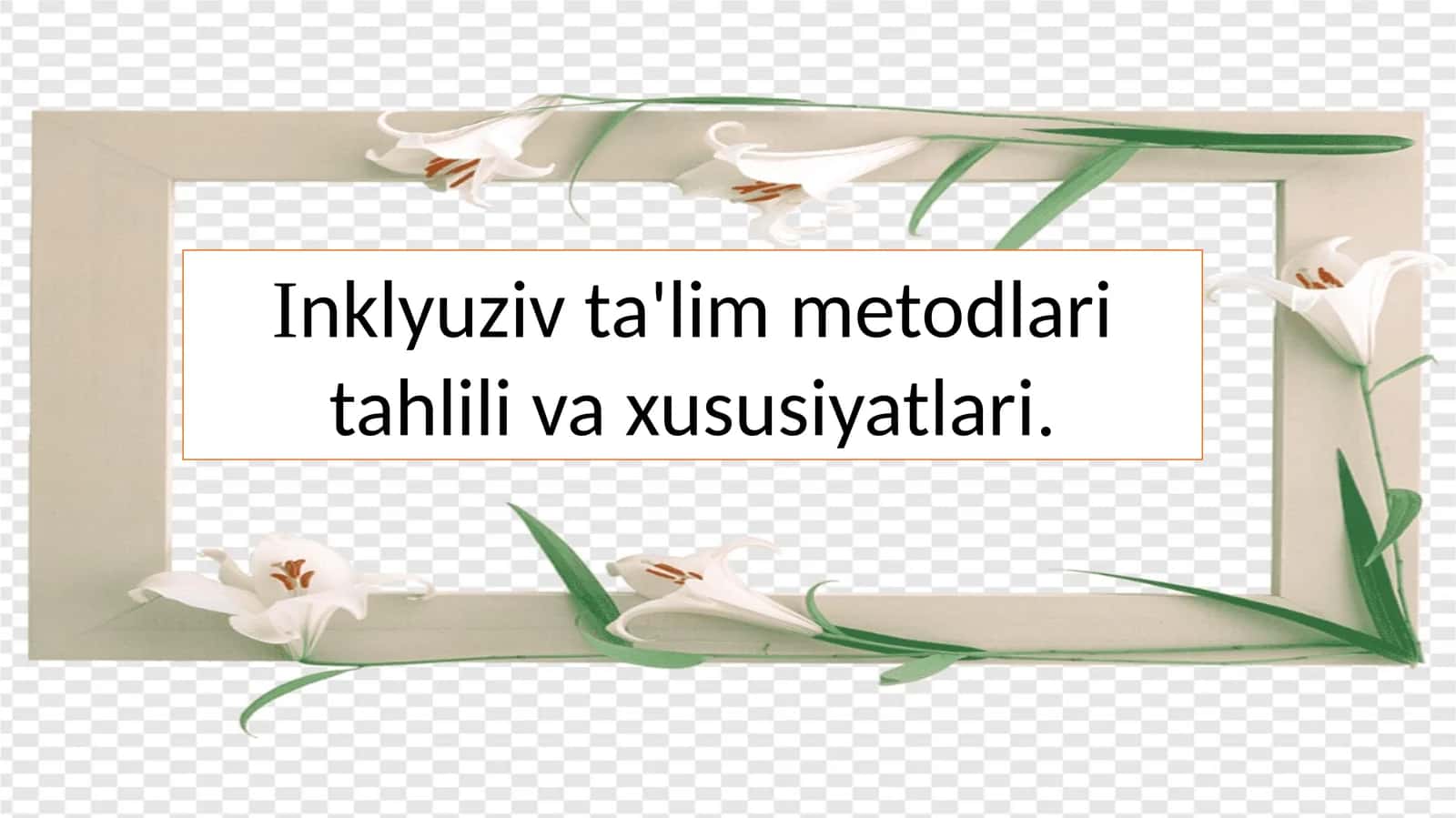 Inklyuziv ta'lim metodlari tahlili va xususiyatlari. 1