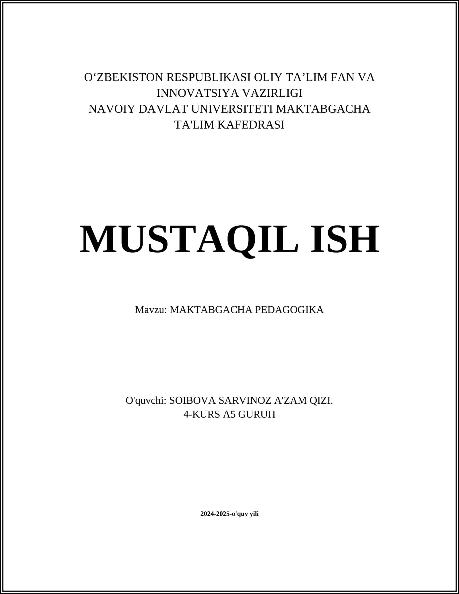 MAKTABGACHA PEDAGOGIKA 1
