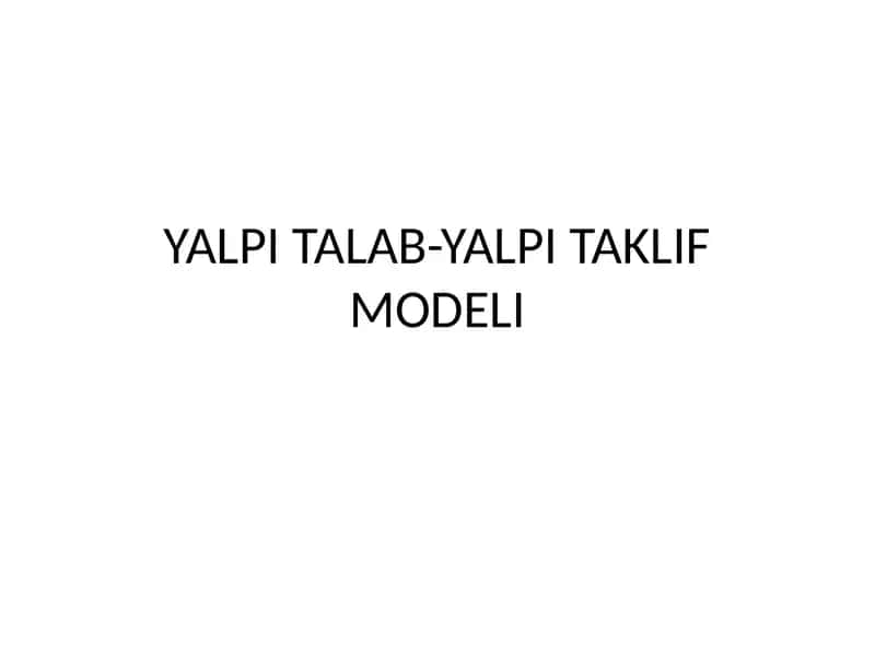 YALPI TALAB-YALPI TAKLIF MODELI 1