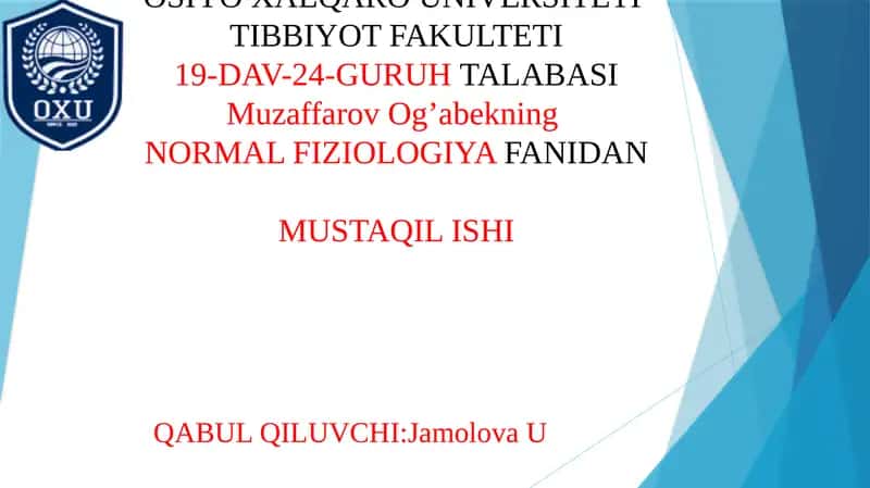 NORMAL FIZIOLOGIYA FANI 1