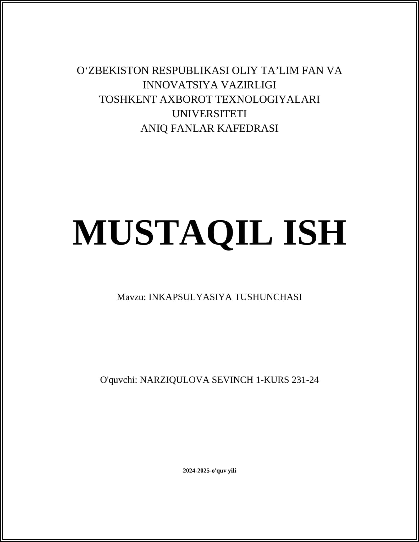 INKAPSULYASIYA TUSHUNCHASI 1
