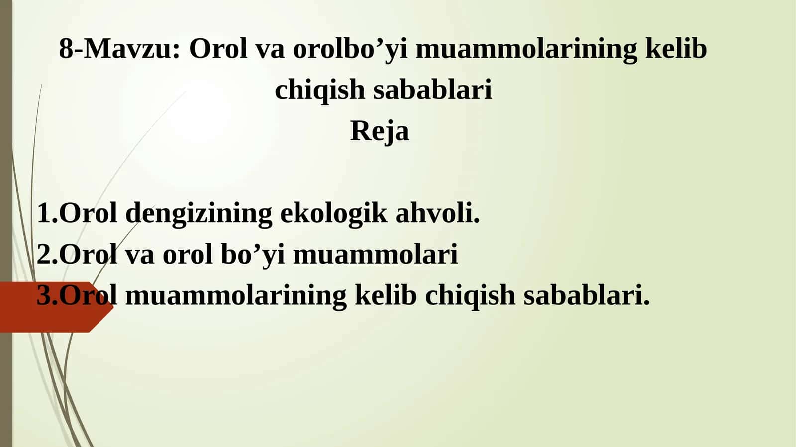 Orol va orolbo'yi muammolarining kelib chiqish sabablari 1
