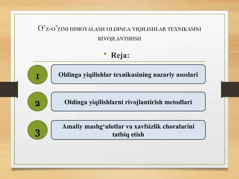 Oldinga yiqilishlar texnikasi 1