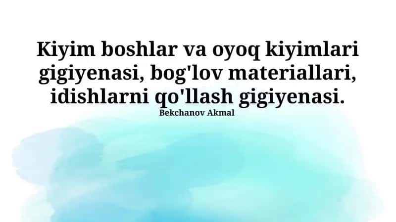 Bogʻlovchi va idishlar gigienasi 1