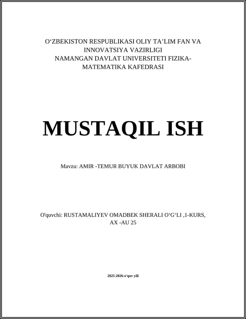 AMIR -TEMUR BUYUK DAVLAT ARBOBI 1