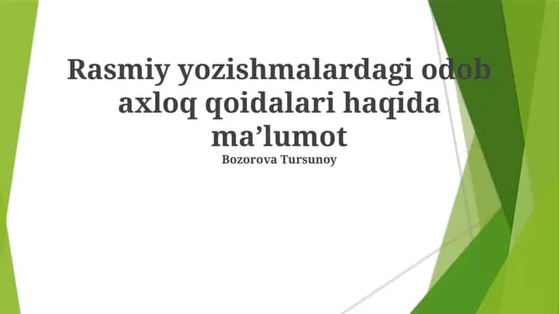 Rasmiy Xat Yozuv Madaniyati 1
