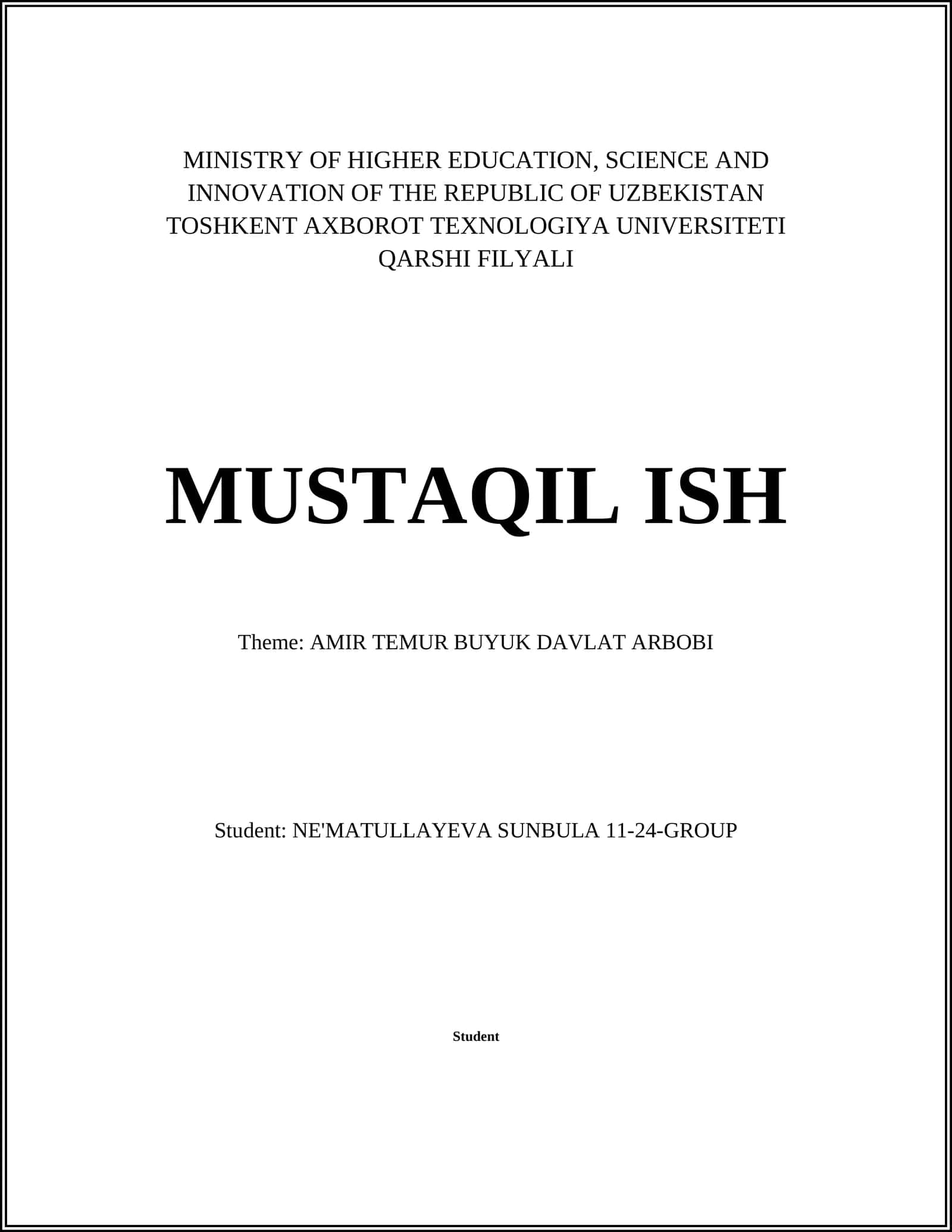 AMIR TEMUR BUYUK DAVLAT ARBOBI 1