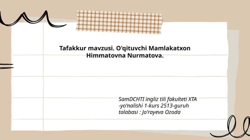 Tafakkur mavzusi 1