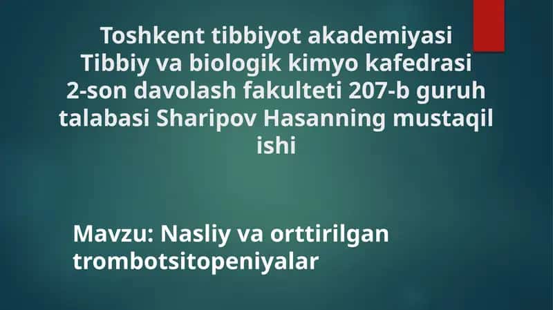 Nasliy va orttirilgan trombotsitopeniyalar 1