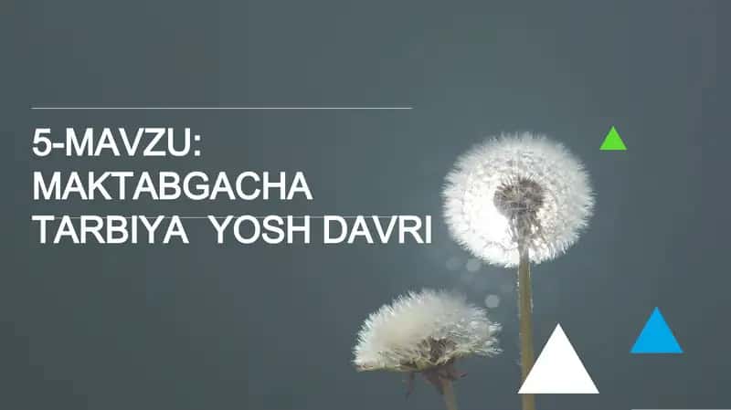 MAKTABGACHA TARBIYA YOSH DAVRI 1