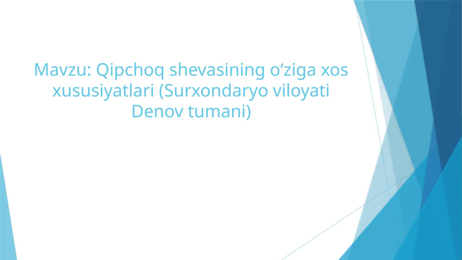 Qipchoq shevasining o‘ziga xos xususiyatlari (Surxondaryo viloyati Denov tumani) 1
