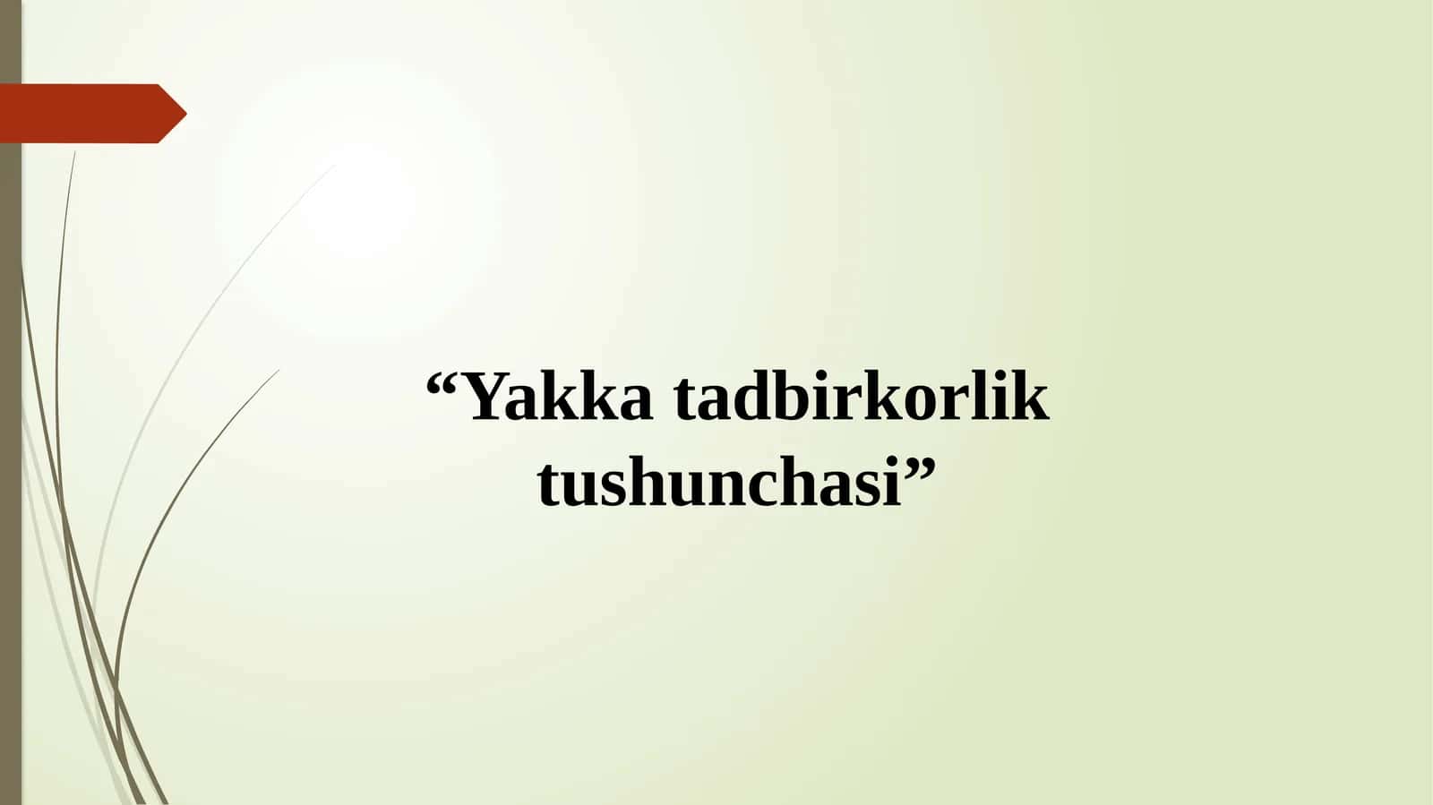 Yakka tadbirkorlik tushunchasi 1