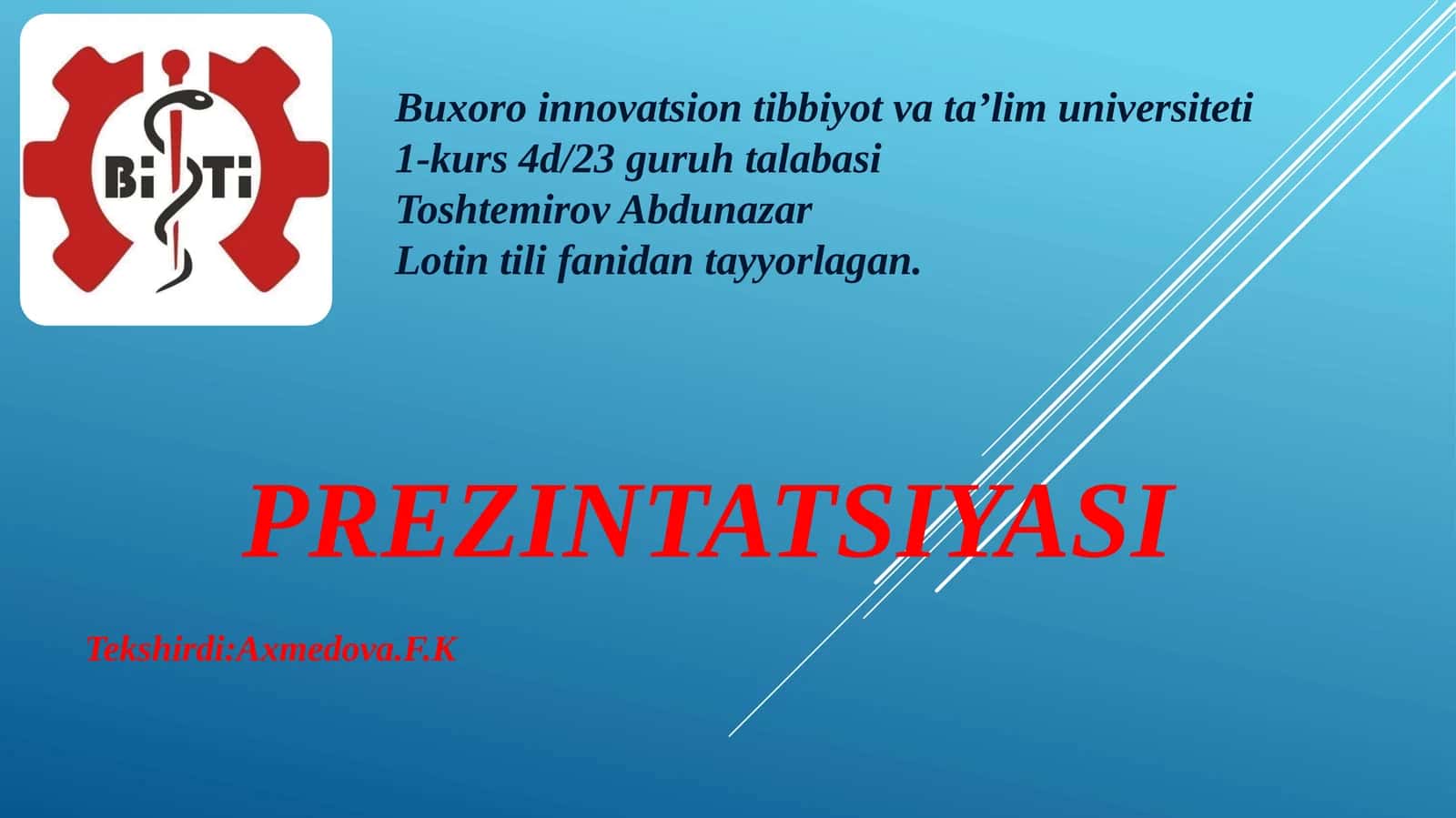 Lotin tili fanidan tayyorlagan 1