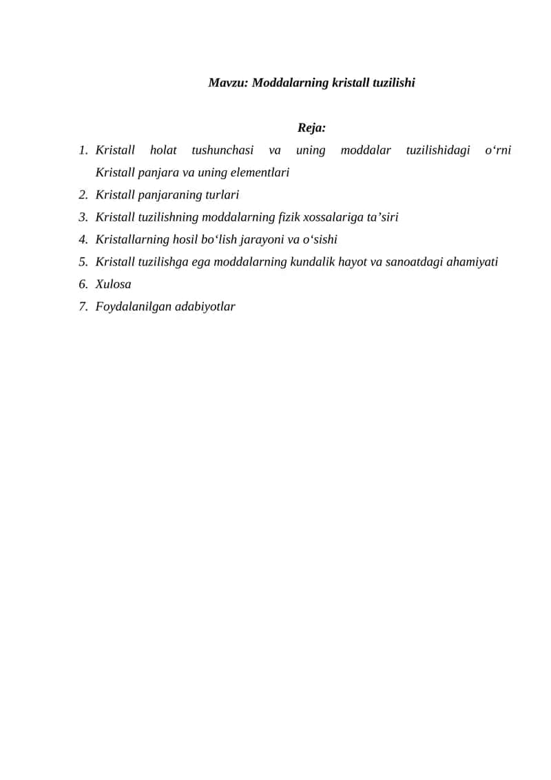 Moddalarning kristall tuzilishi 1