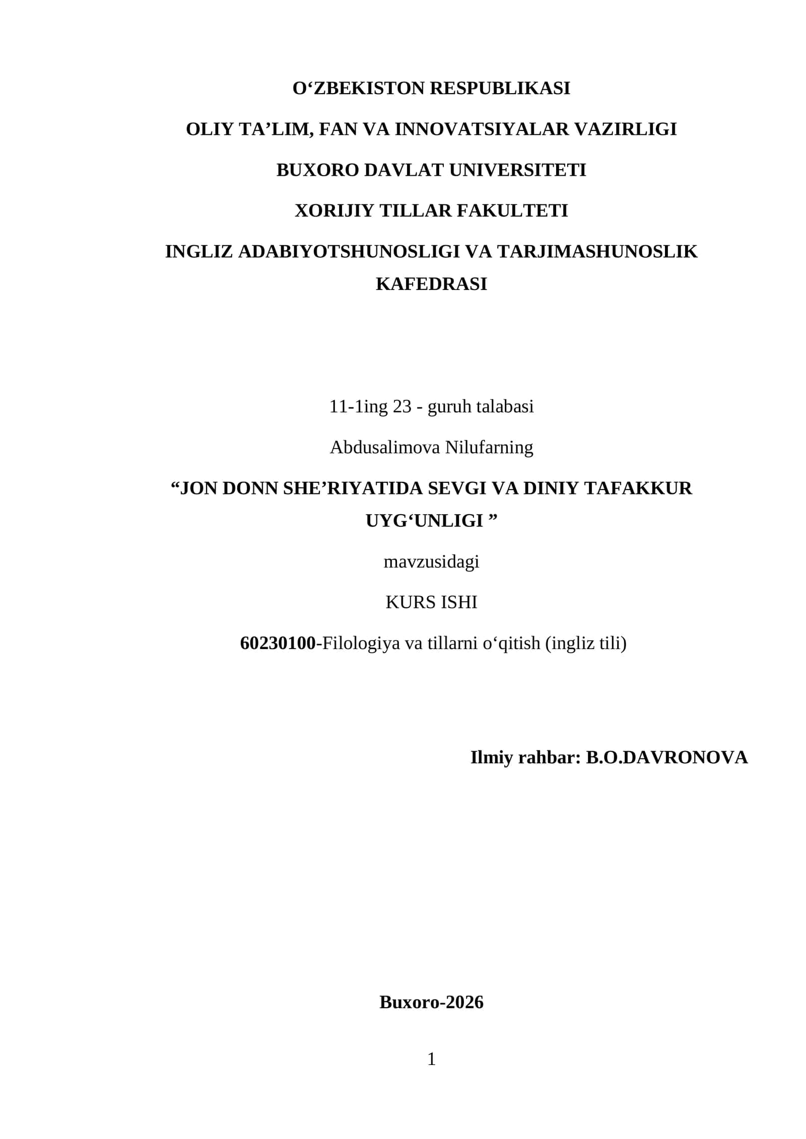 JON DONN SHE’RIYATIDA SEVGI VA DINIY TAFAKKUR UYG‘UNLIGI 1