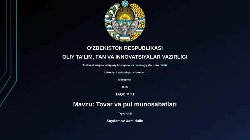 Tovar va pul munosabatlari 1