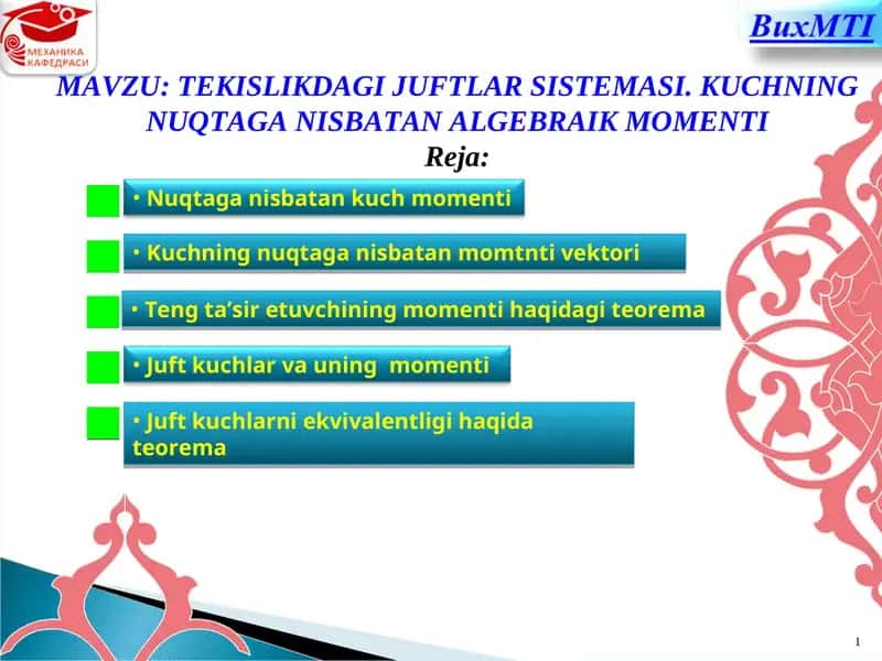 TEKISLIKDAGI JUFTLAR SISTEMASI 1
