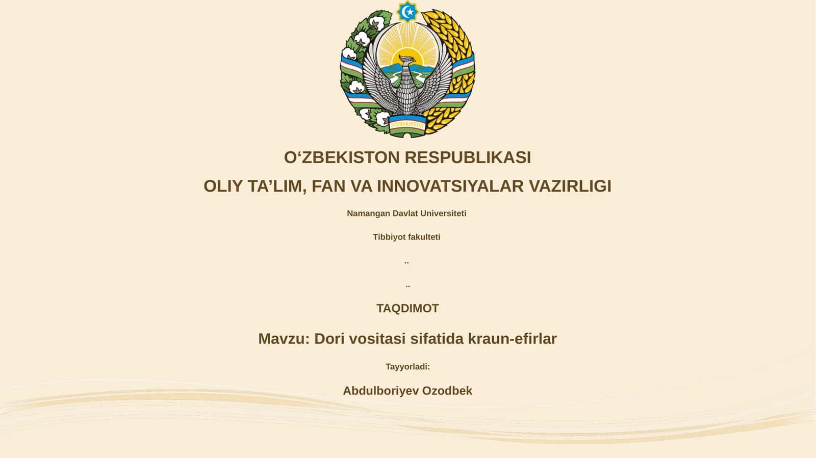 Dori vositasi sifatida kraun-efirlar 1