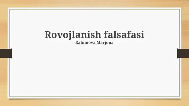 Rovojlanish falsafasi 1