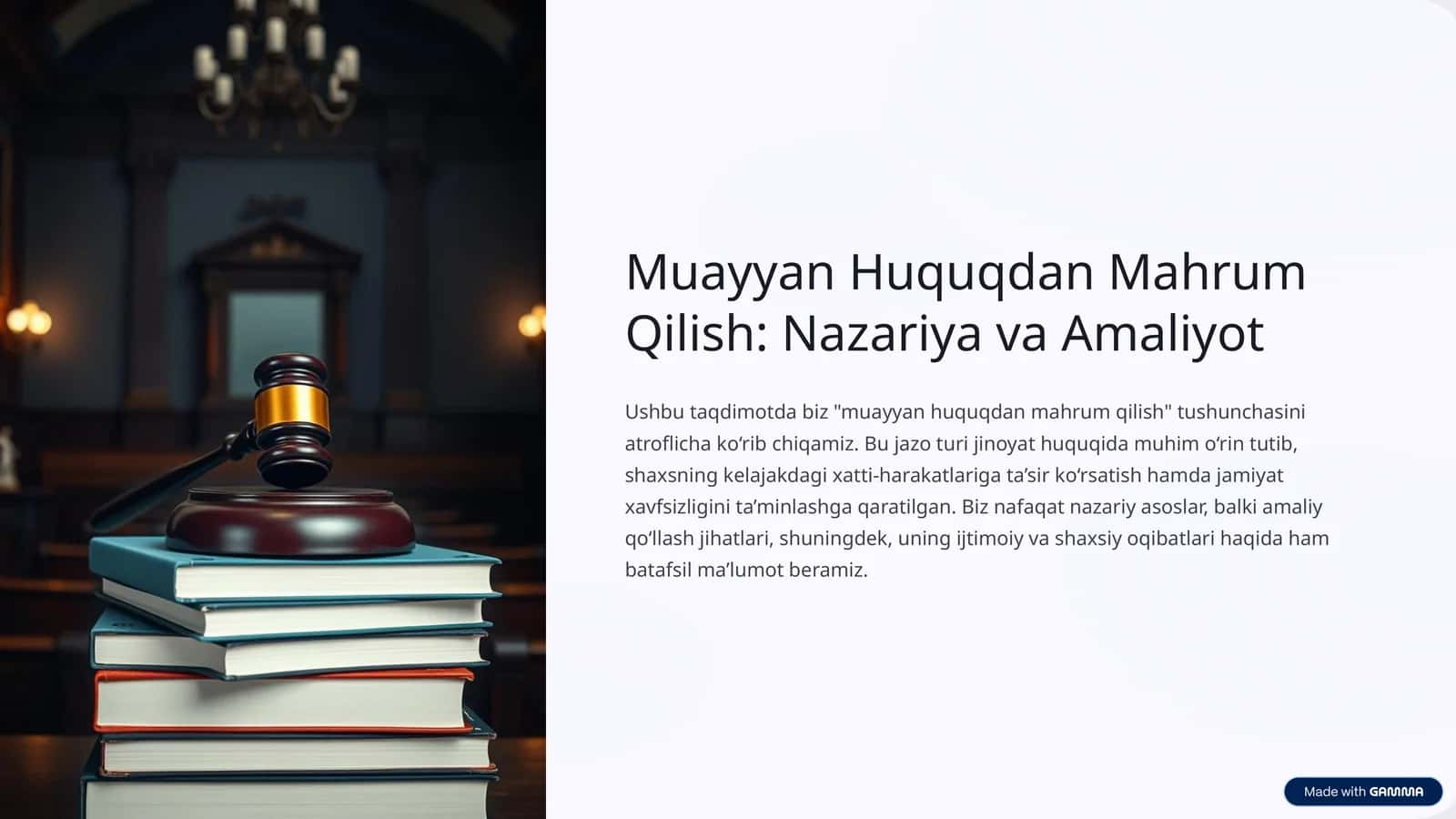 Muayyan Huquqdan Mahrum Qilish: Nazariya va Amaliyot 1