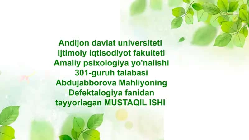 Bolalarda Eshitish Nuqsonlari 1