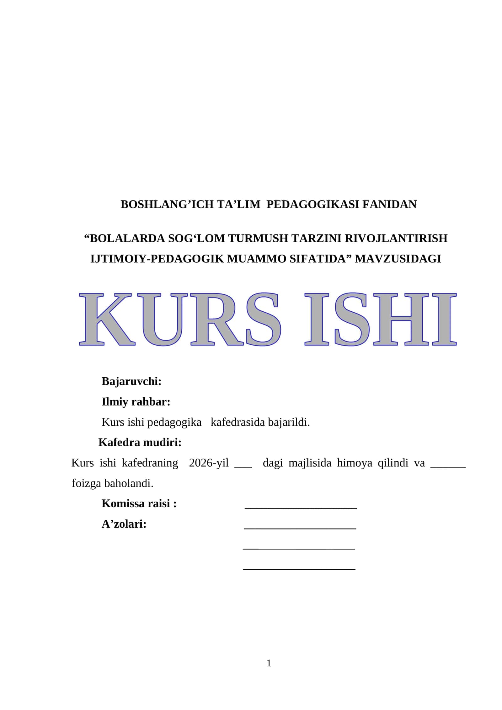 BOLALARDA SOGʻLOM TURMUSH TARZINI RIVOJLANTIRISH IJTIMOIY-PEDAGOGIK MUAMMO SIFATIDA 1