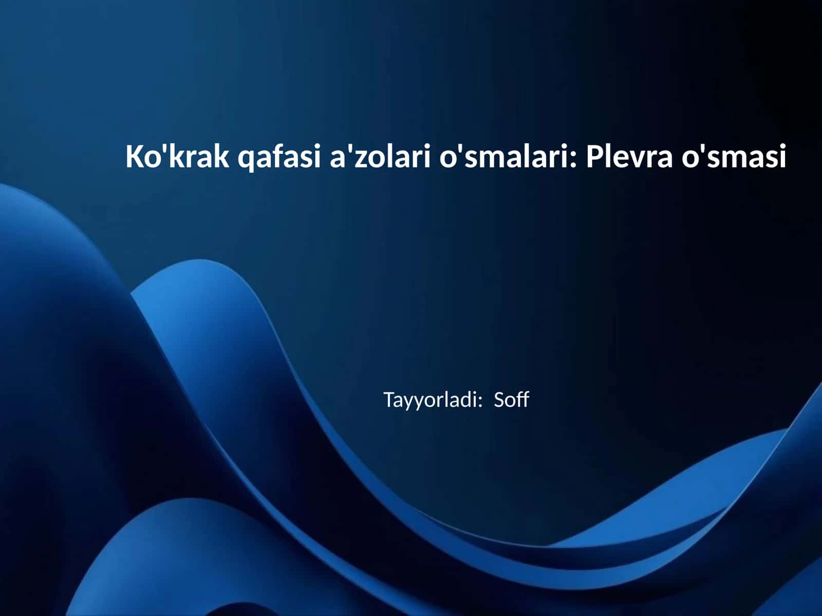 Ko'krak qafasi a'zolari o'smalari: Plevra o'smasi 1