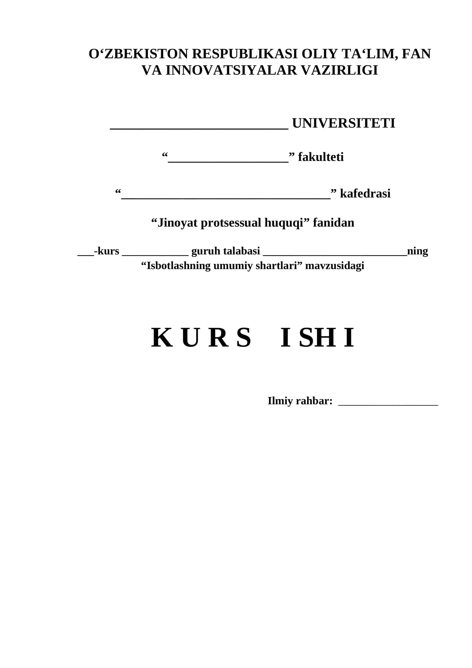 Isbotlashning Umumiy Shartlari 1