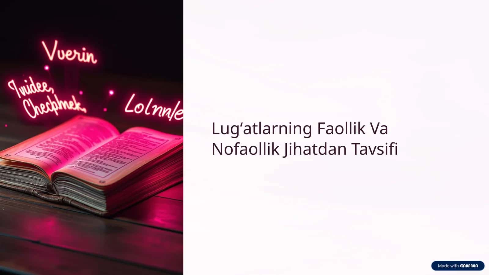 Lugʻatlarning Faollik Va Nofaollik Jihatdan Tavsifi 1