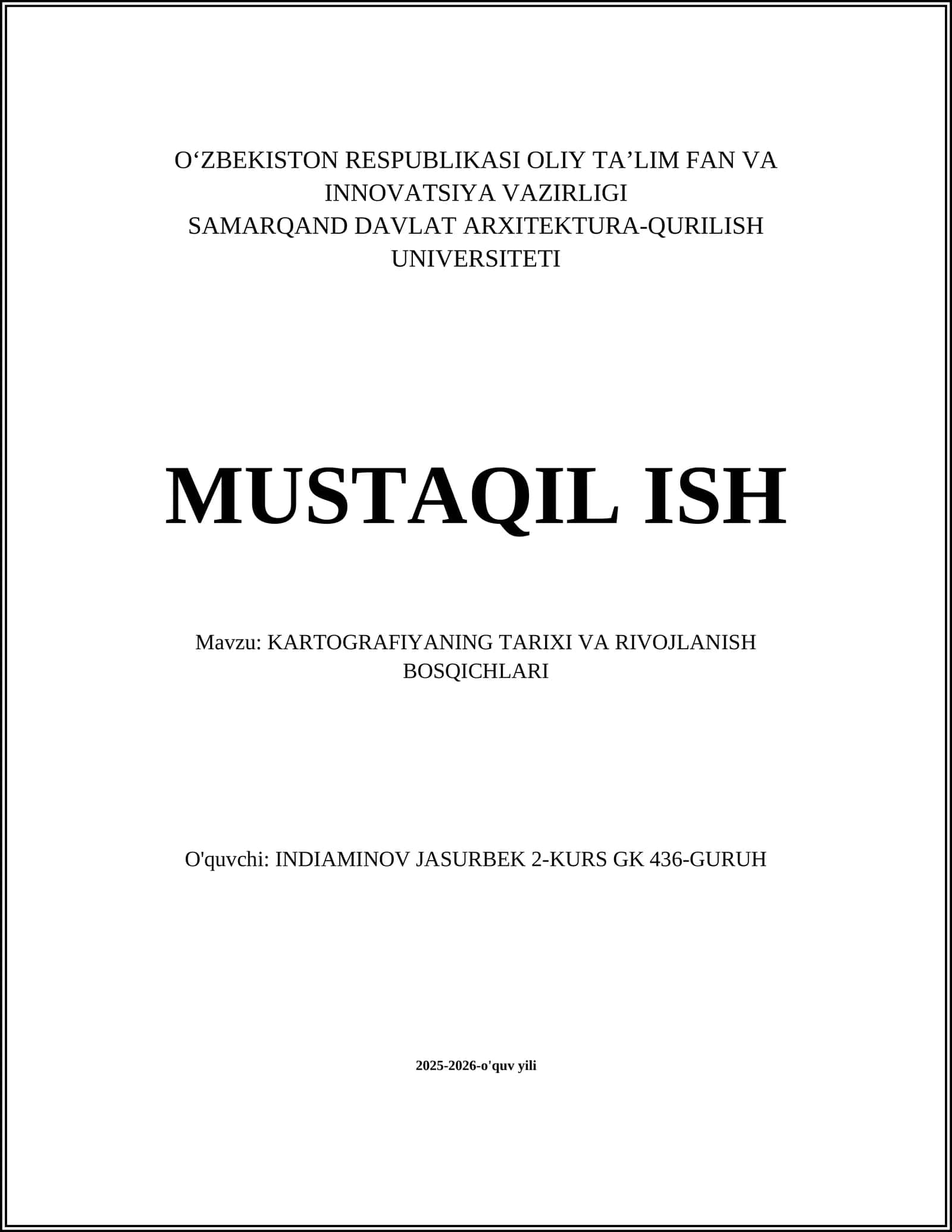 KARTOGRAFIYANING TARIXI VA RIVOJLANISH BOSQICHLARI 1