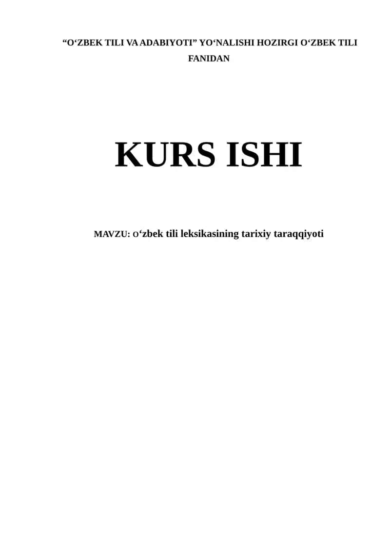 O‘zbek tili leksikasining tarixiy taraqqiyoti 1